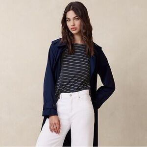 Navy striped dolman short sleeve shirt